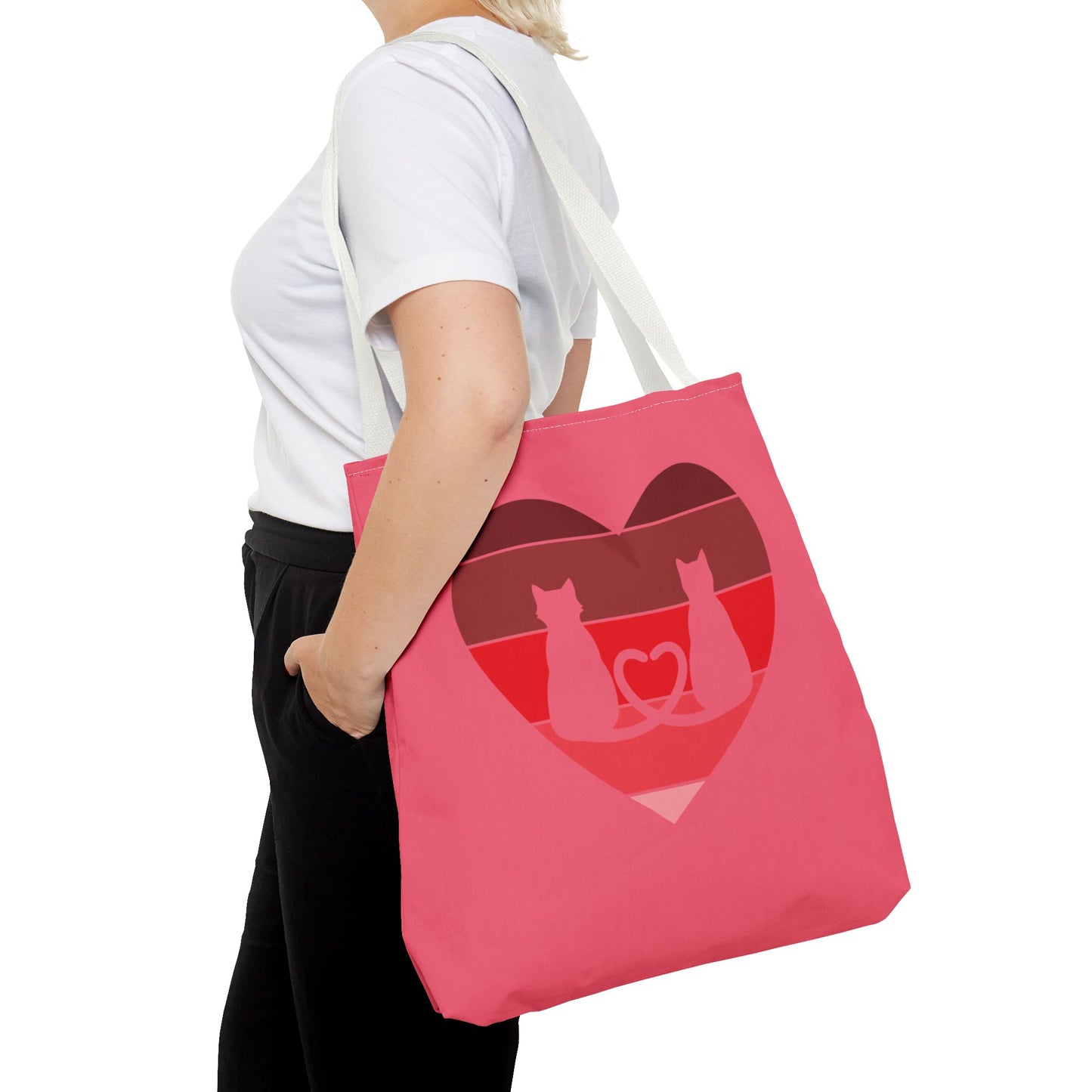 Cat Tail Love Retro Heart Tote Bag