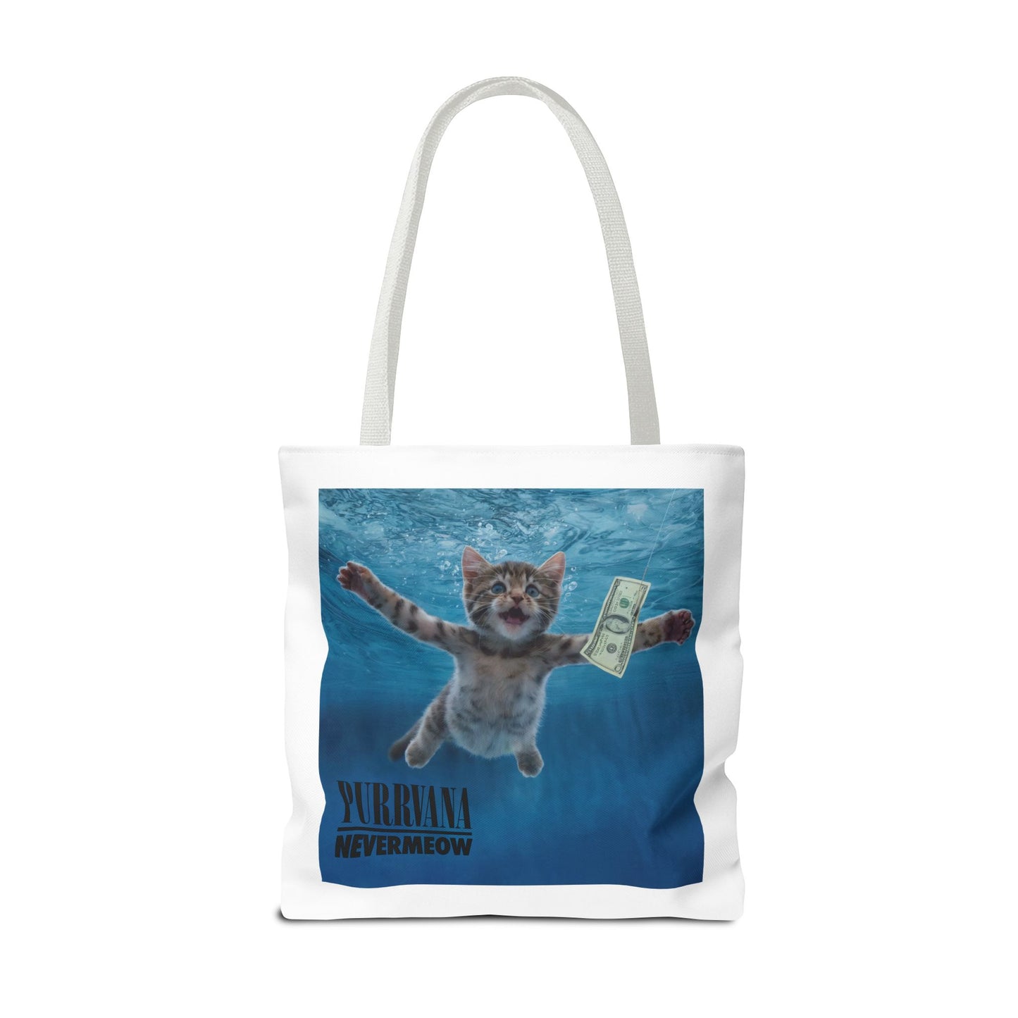 Purrvana Nevermeow Album Cover Tote Bag