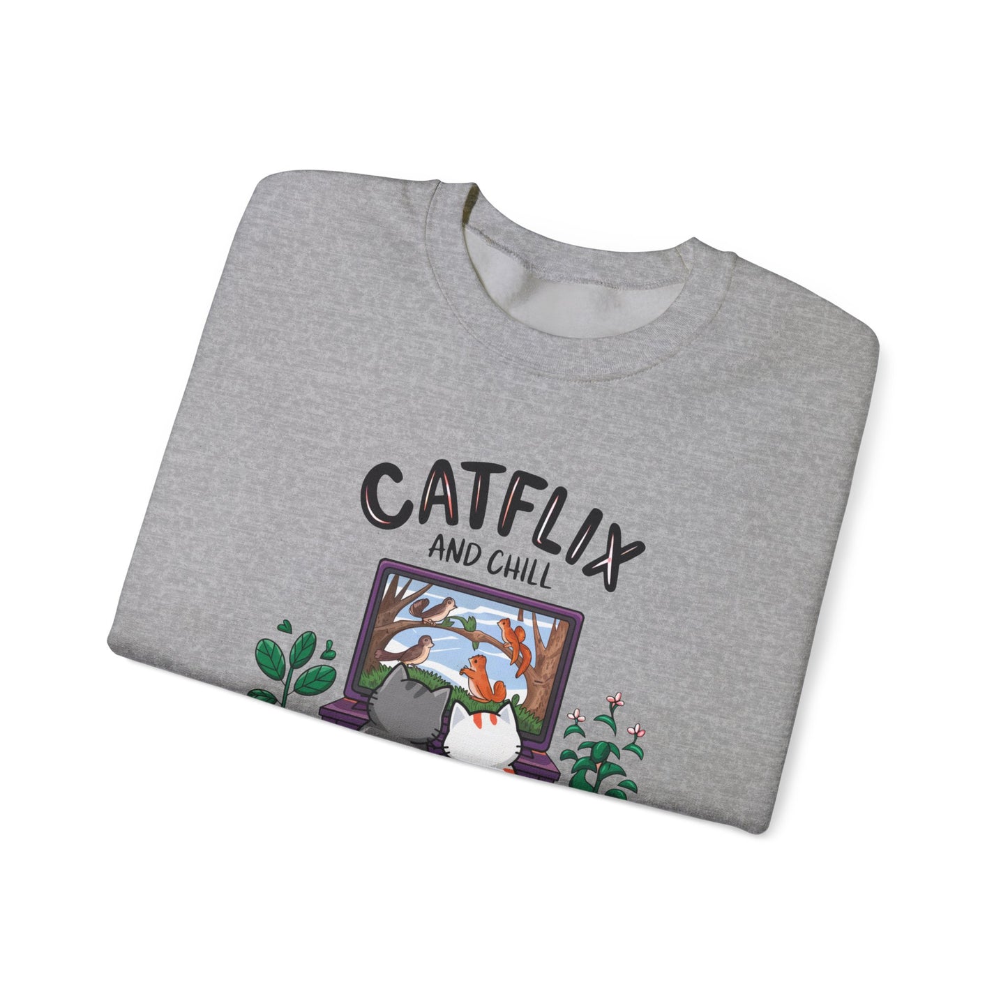 Catflix And Chill Crewneck Sweatshirt