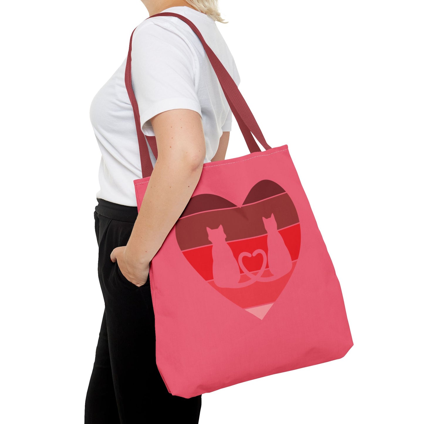 Cat Tail Love Retro Heart Tote Bag