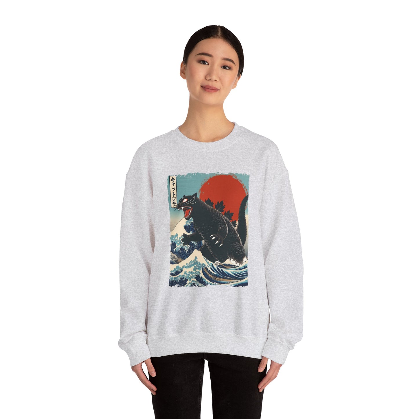 Catzilla Japanese Art Crewneck Sweatshirt
