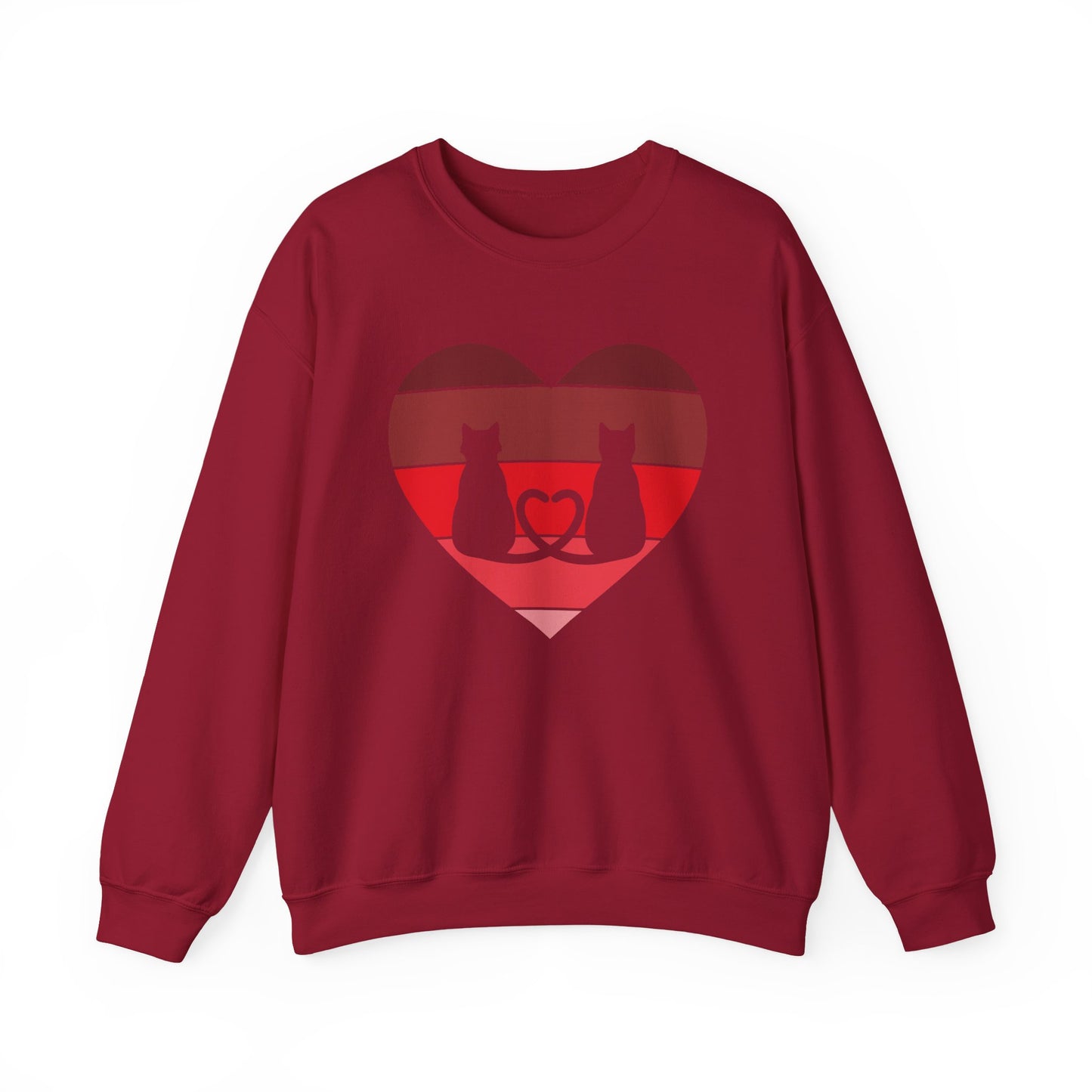 Cat Tail Love Retro Heart Crewneck Sweatshirt