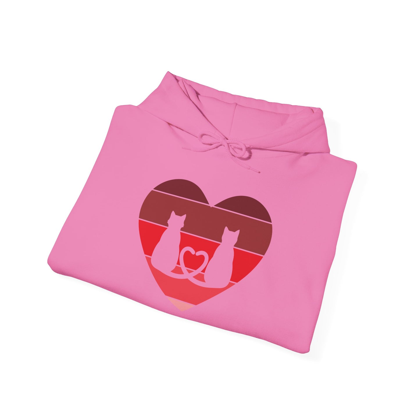 Cat Tail Love Retro Heart Hoodie Sweatshirt