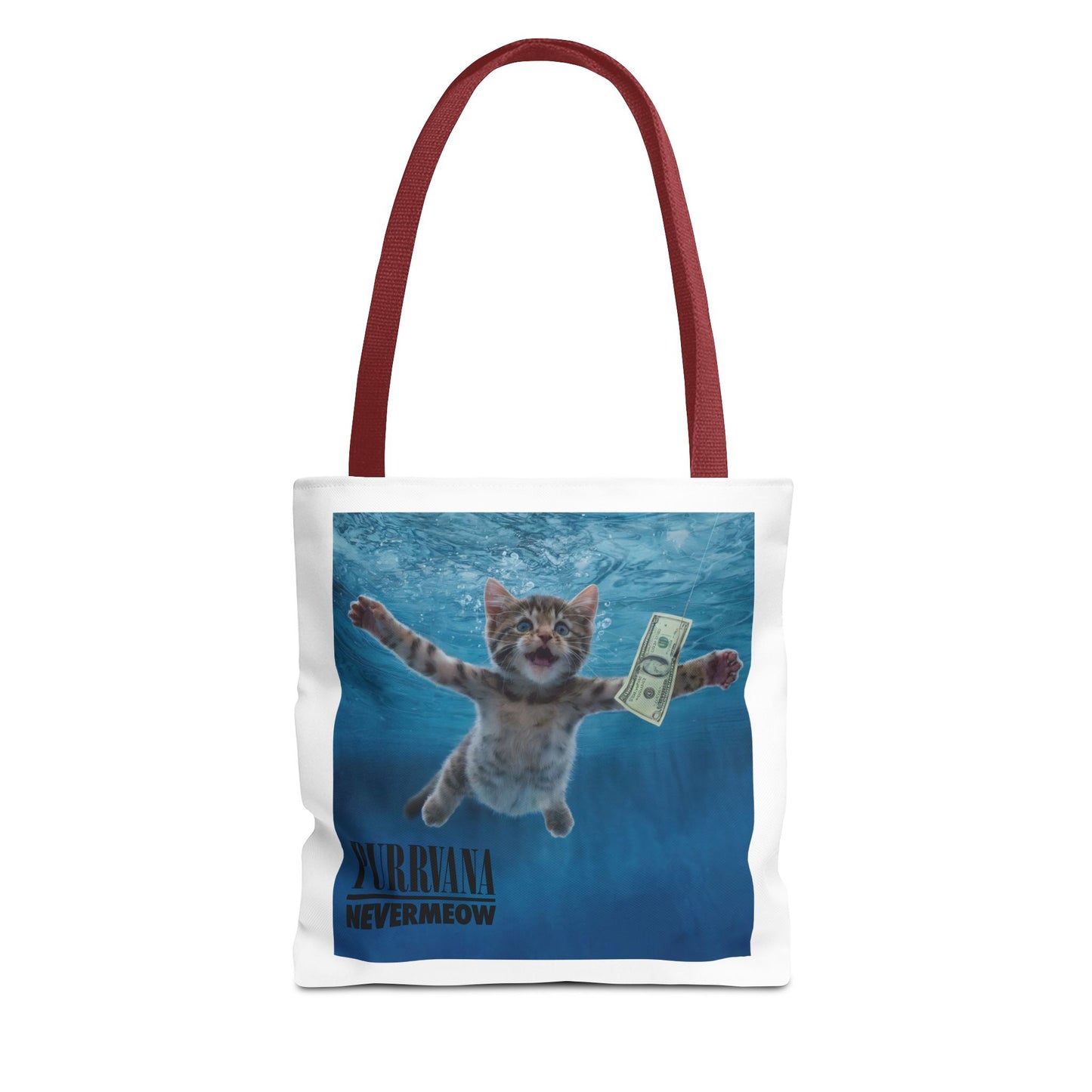 Purrvana Nevermeow Album Cover Tote Bag