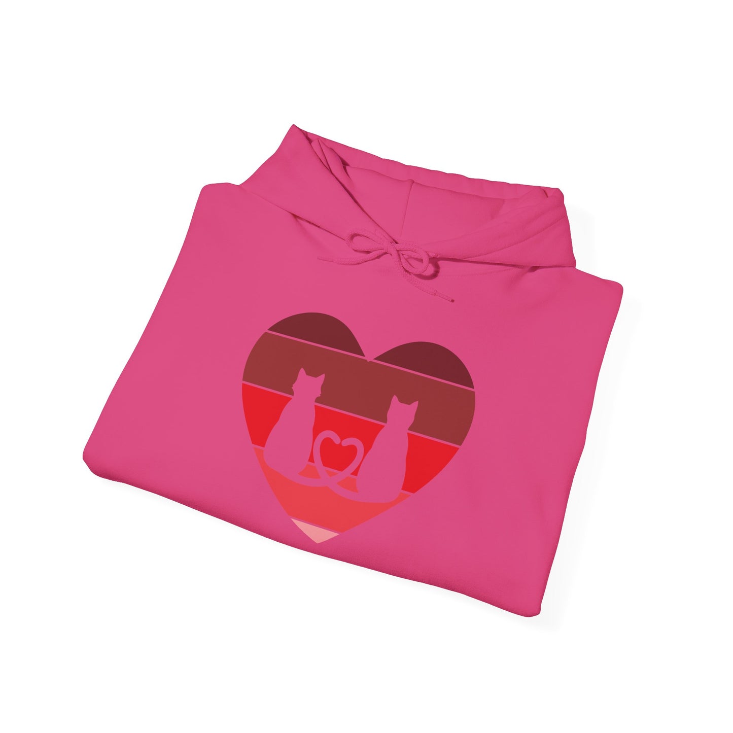 Cat Tail Love Retro Heart Hoodie Sweatshirt