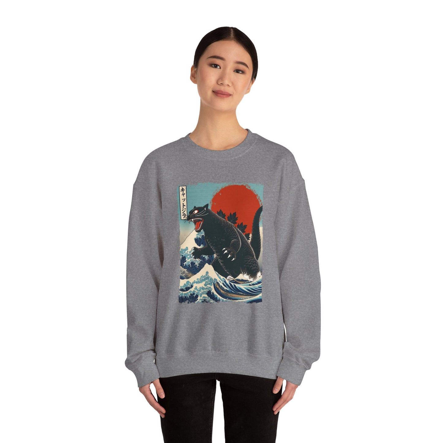 Catzilla Japanese Art Crewneck Sweatshirt