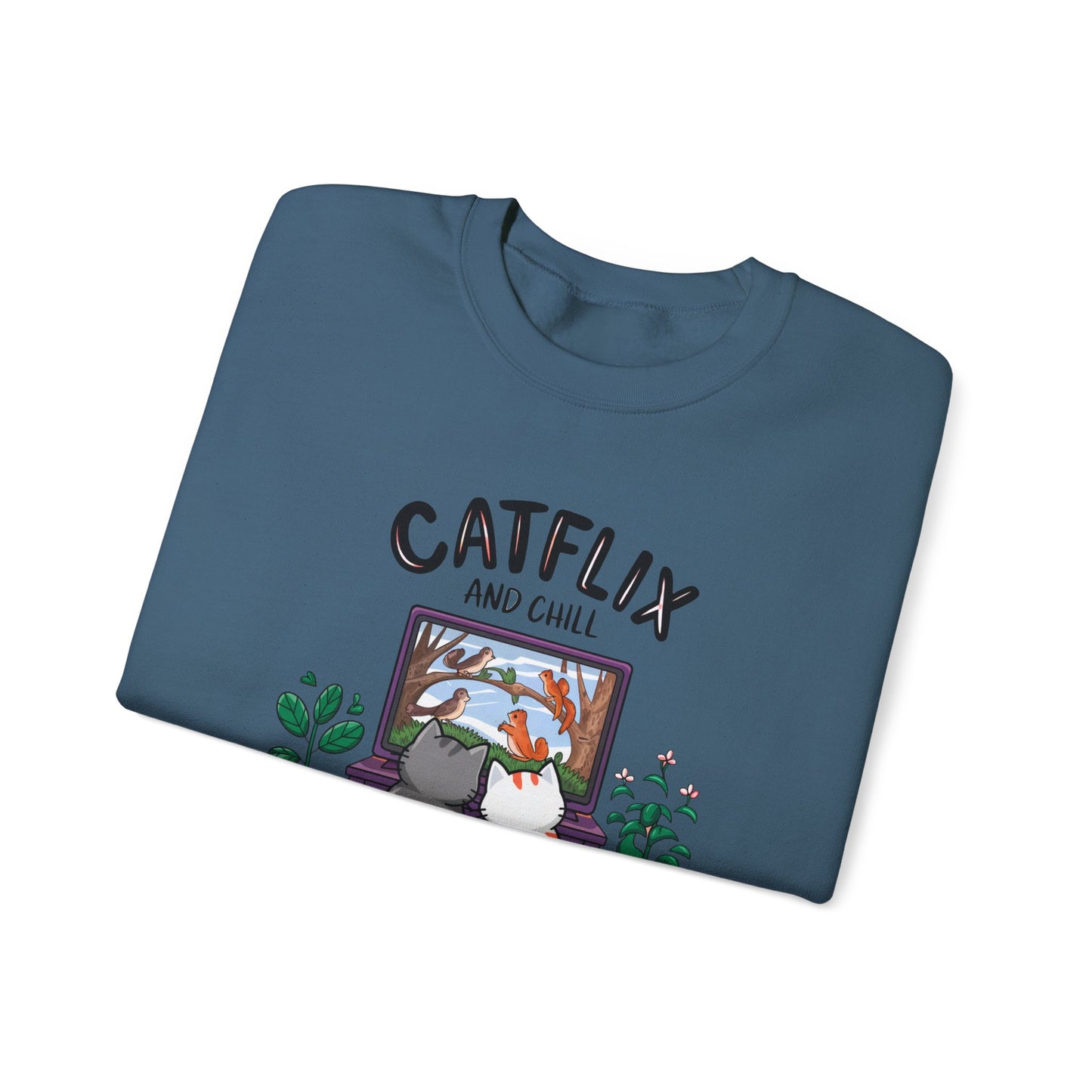 Catflix And Chill Crewneck Sweatshirt