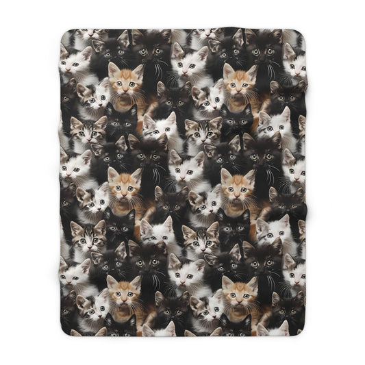 Cozy Kitten Crowd Sherpa Fleece Blanket