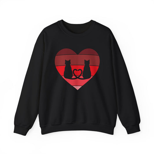 Cat Tail Love Retro Heart Crewneck Sweatshirt