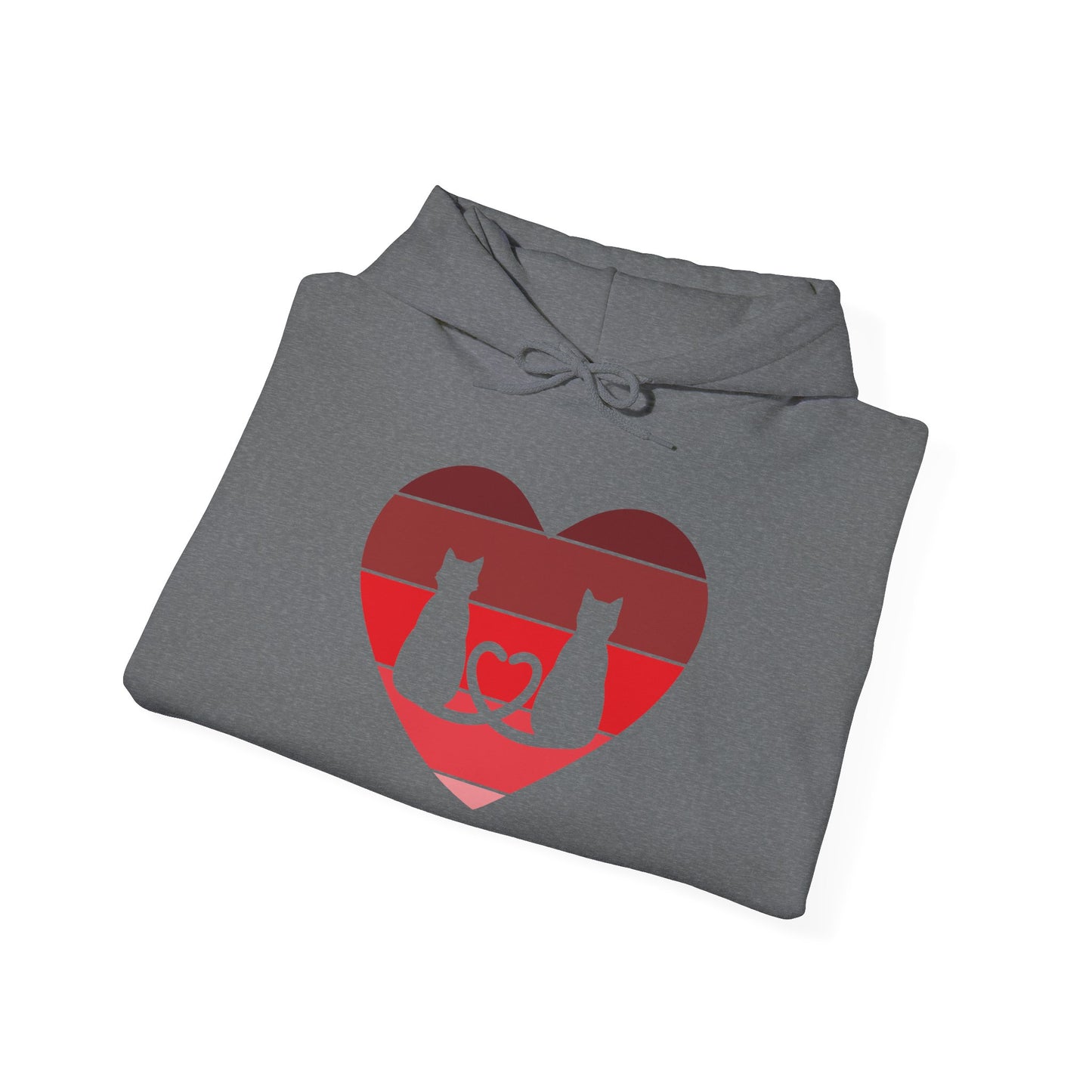 Cat Tail Love Retro Heart Hoodie Sweatshirt