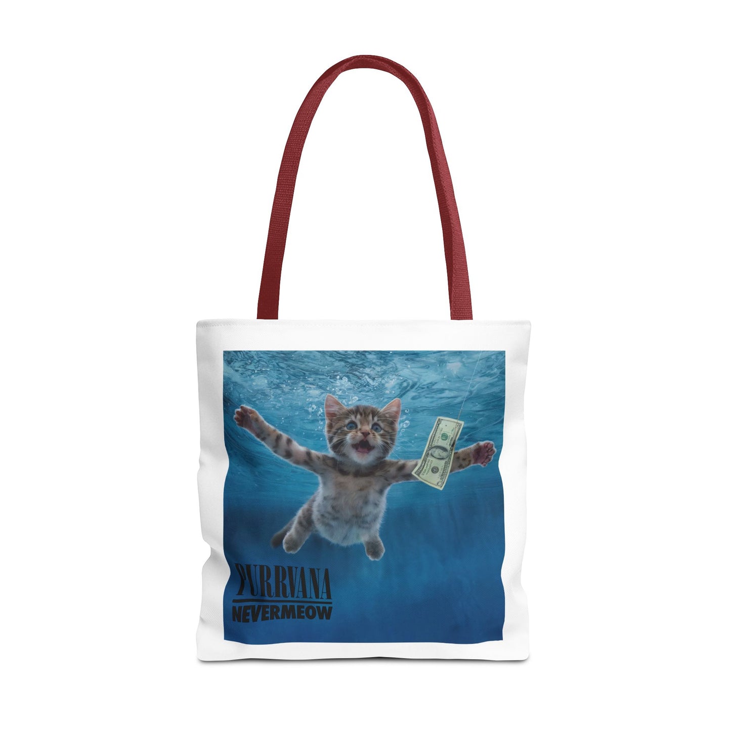 Purrvana Nevermeow Album Cover Tote Bag