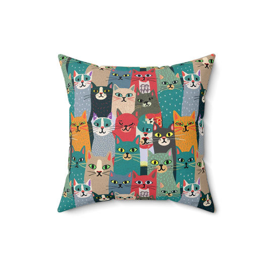 Whisker Wonderland Faux Suede Square Pillow