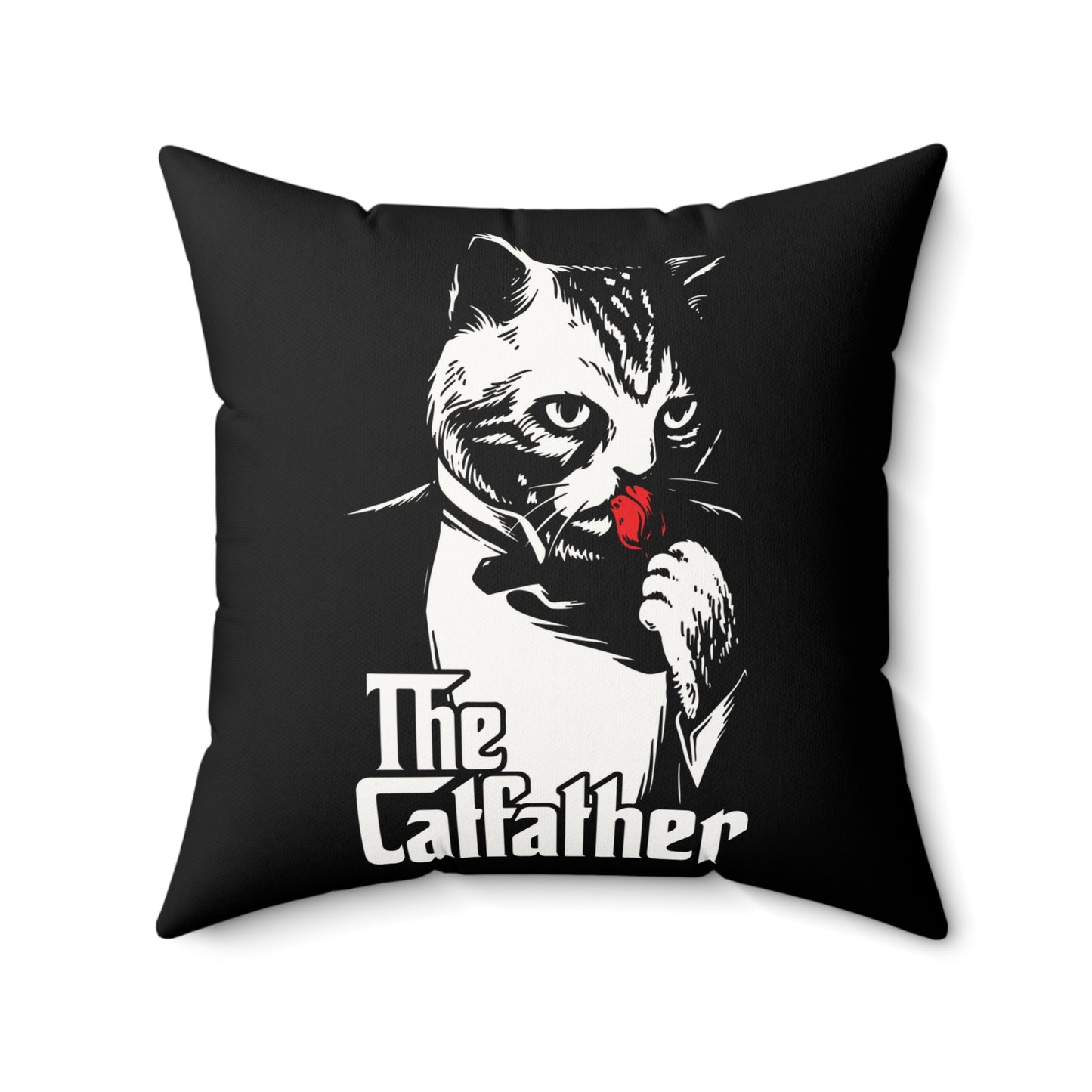 The Catfather Faux Suede Square Pillow