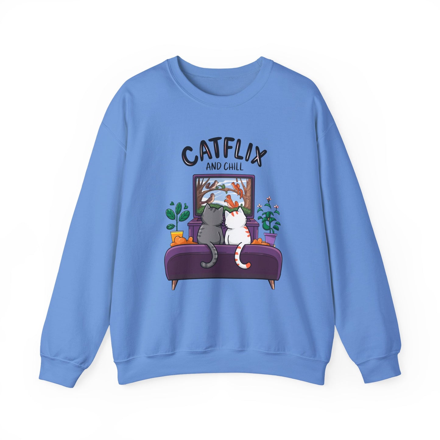 Catflix And Chill Crewneck Sweatshirt
