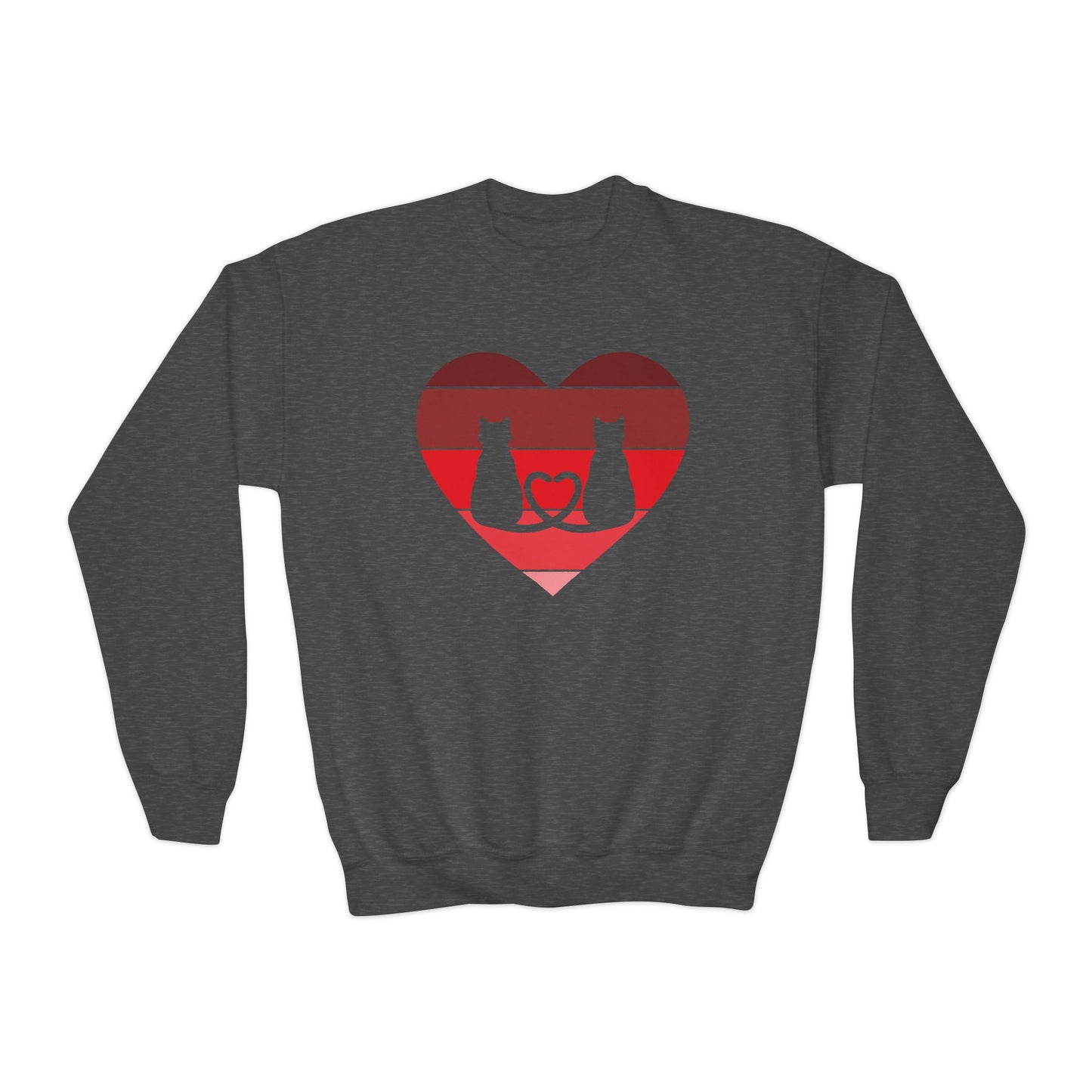 Cat Tail Love Retro Heart Youth Crewneck Sweatshirt