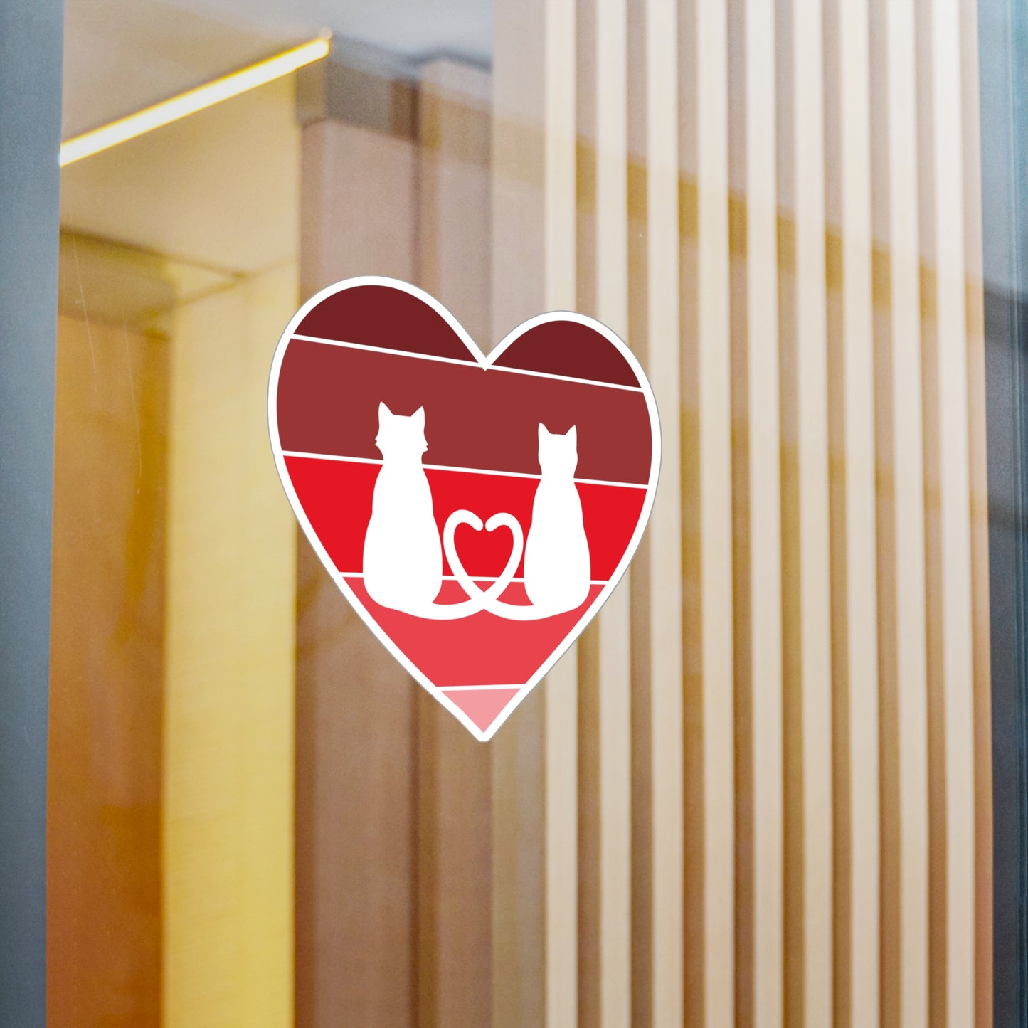 Cat Tail Love Retro Heart Vinyl Decal