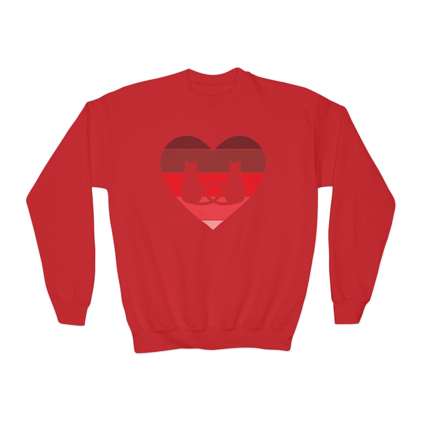 Cat Tail Love Retro Heart Youth Crewneck Sweatshirt