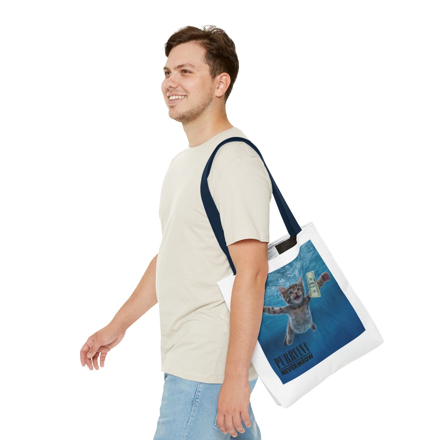Purrvana Nevermeow Album Cover Tote Bag