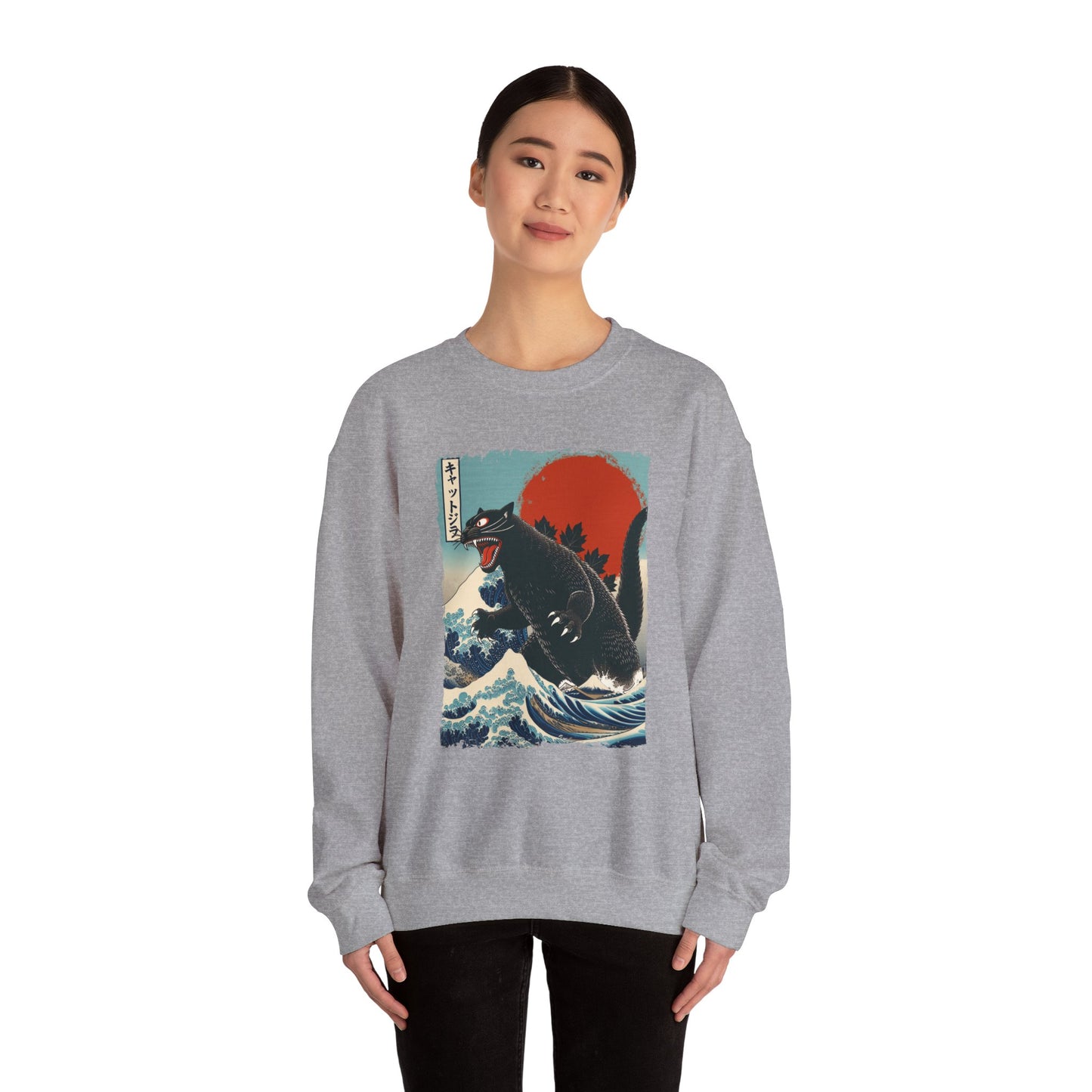 Catzilla Japanese Art Crewneck Sweatshirt