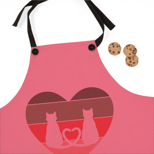 Cat Tail Love Retro Heart Apron