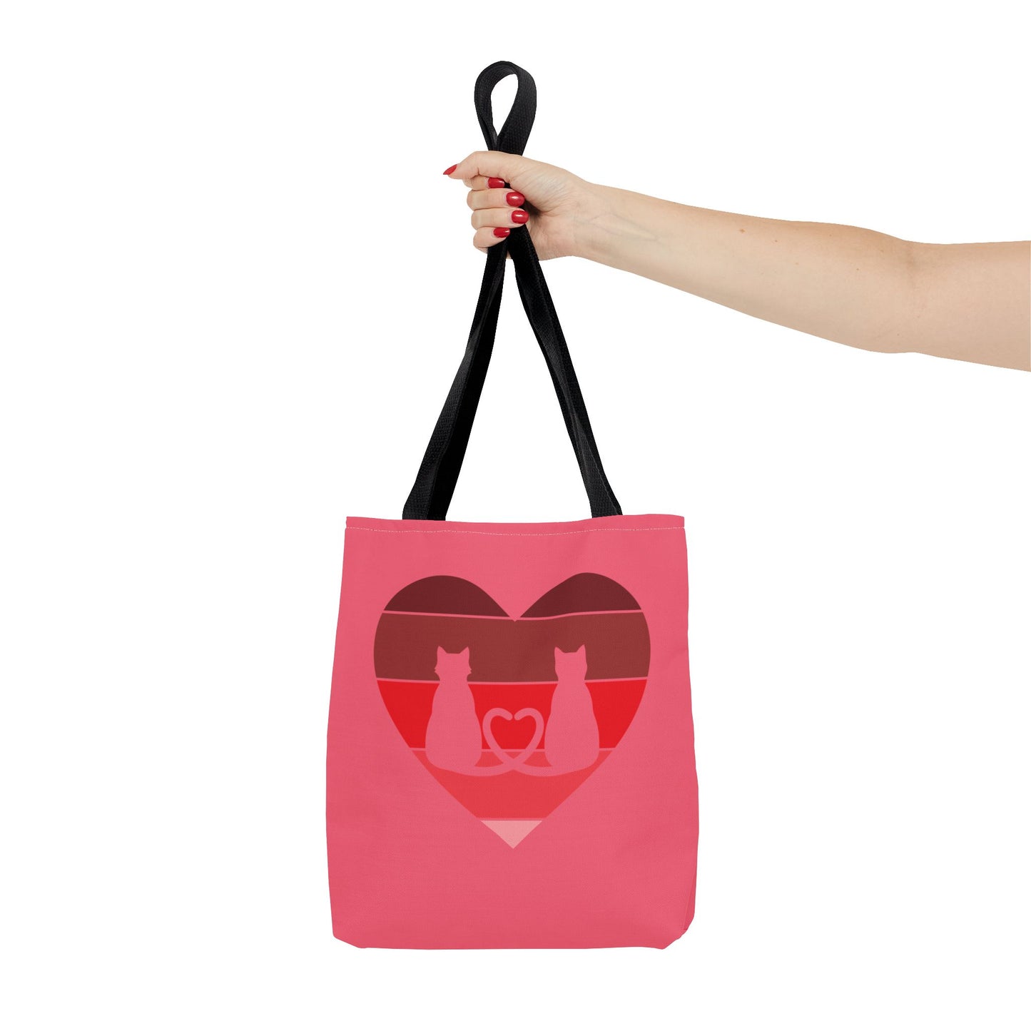 Cat Tail Love Retro Heart Tote Bag