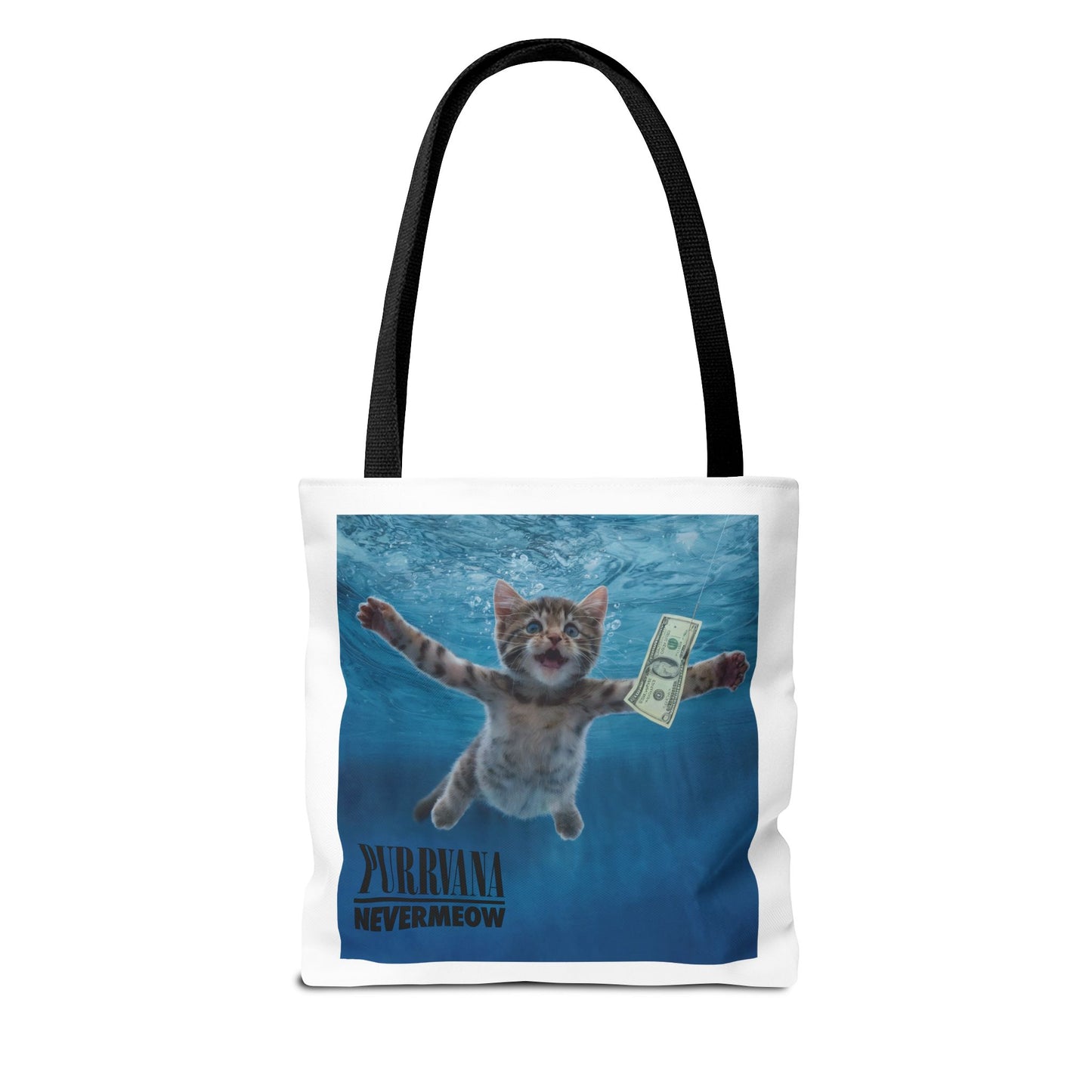 Purrvana Nevermeow Album Cover Tote Bag