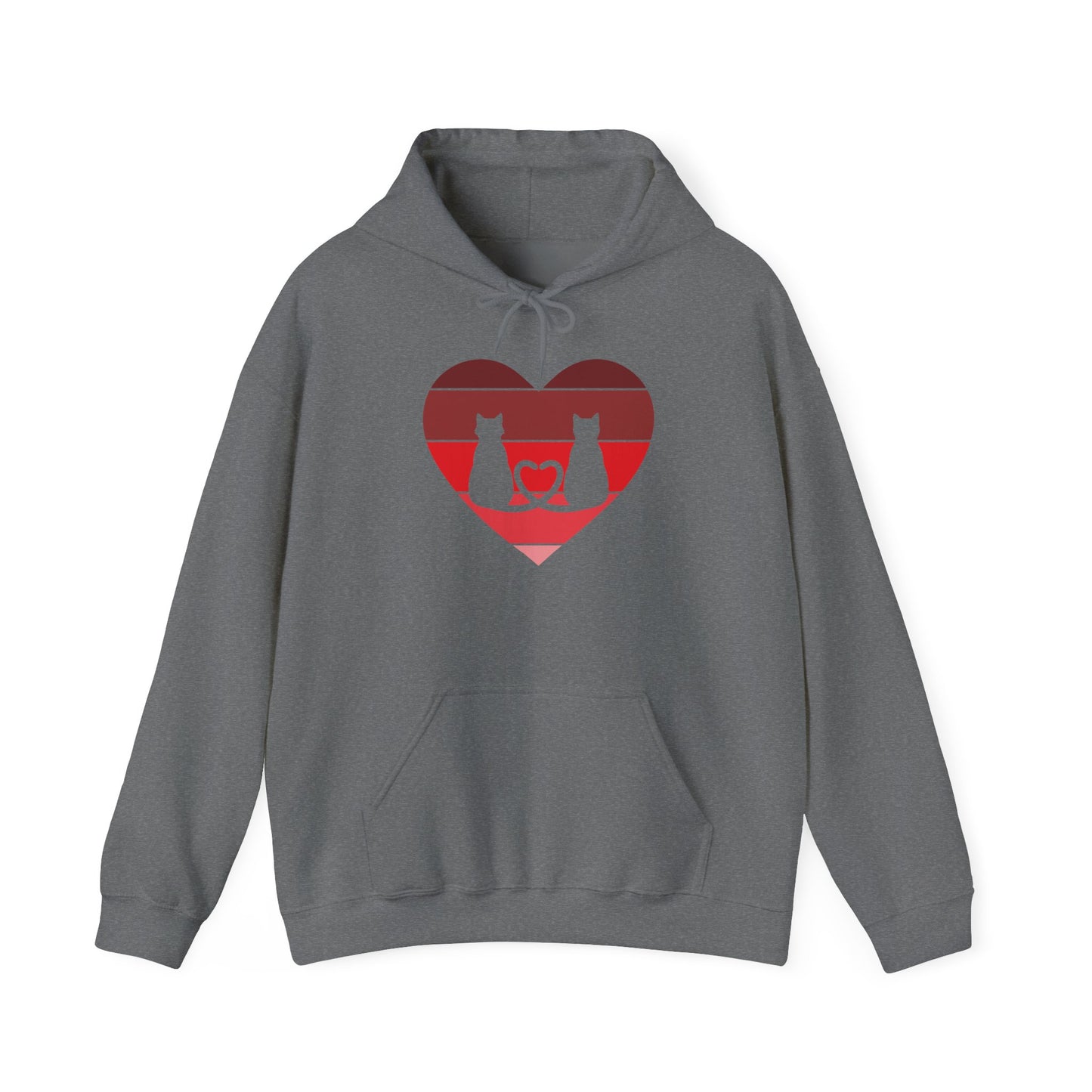 Cat Tail Love Retro Heart Hoodie Sweatshirt