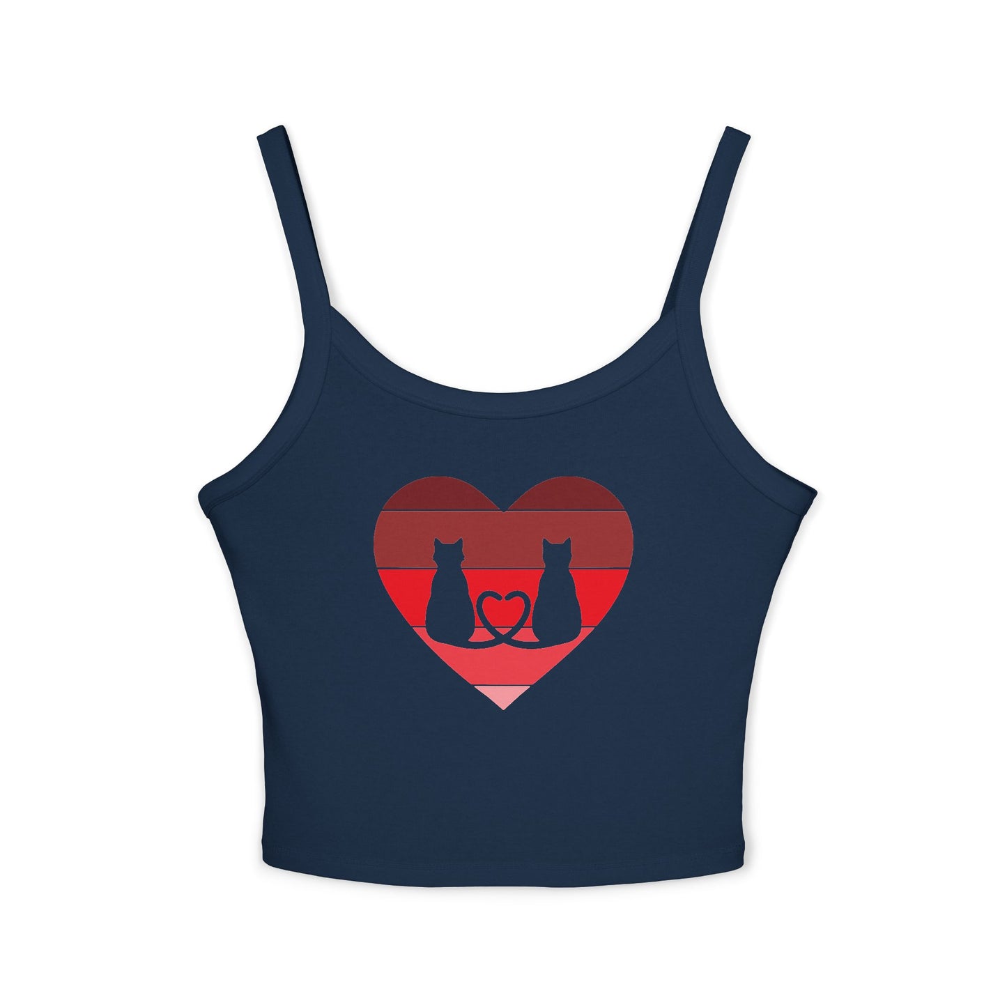 Cat Tail Love Retro Heart Women's Spaghetti Strap Tank Top