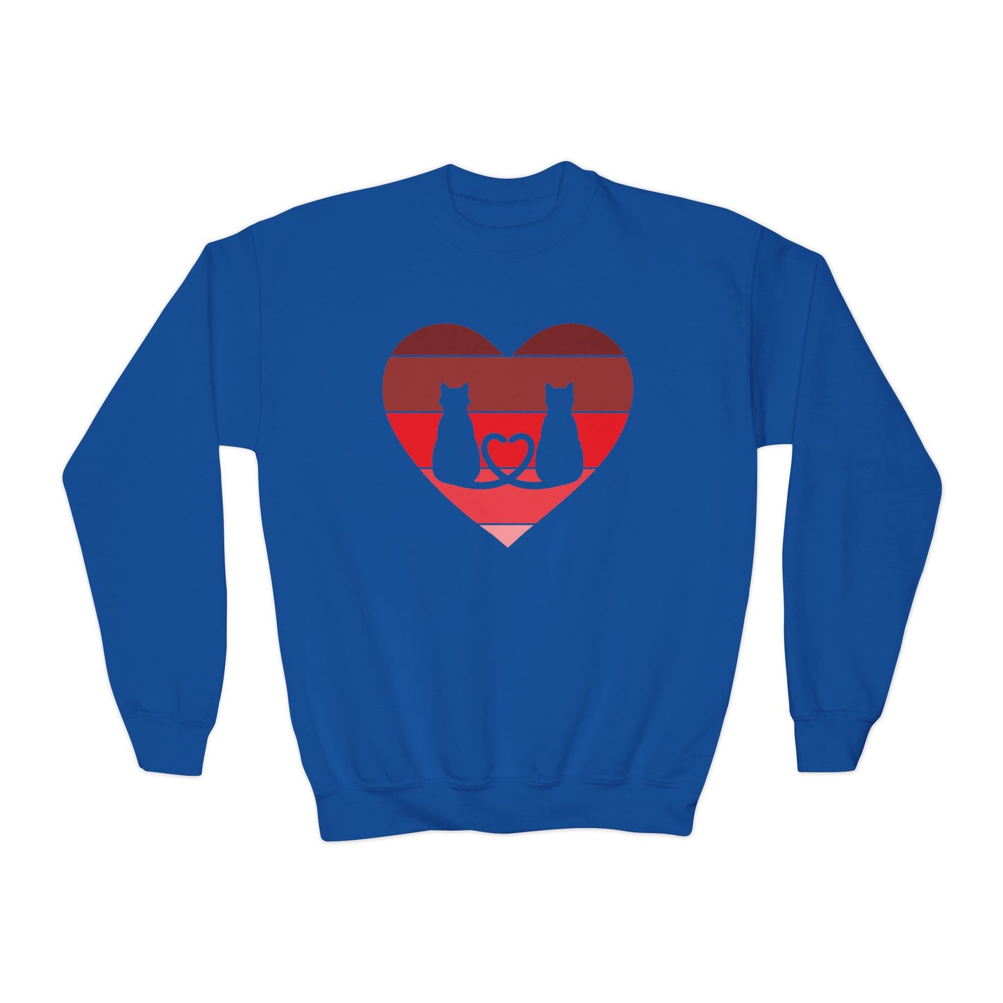 Cat Tail Love Retro Heart Youth Crewneck Sweatshirt