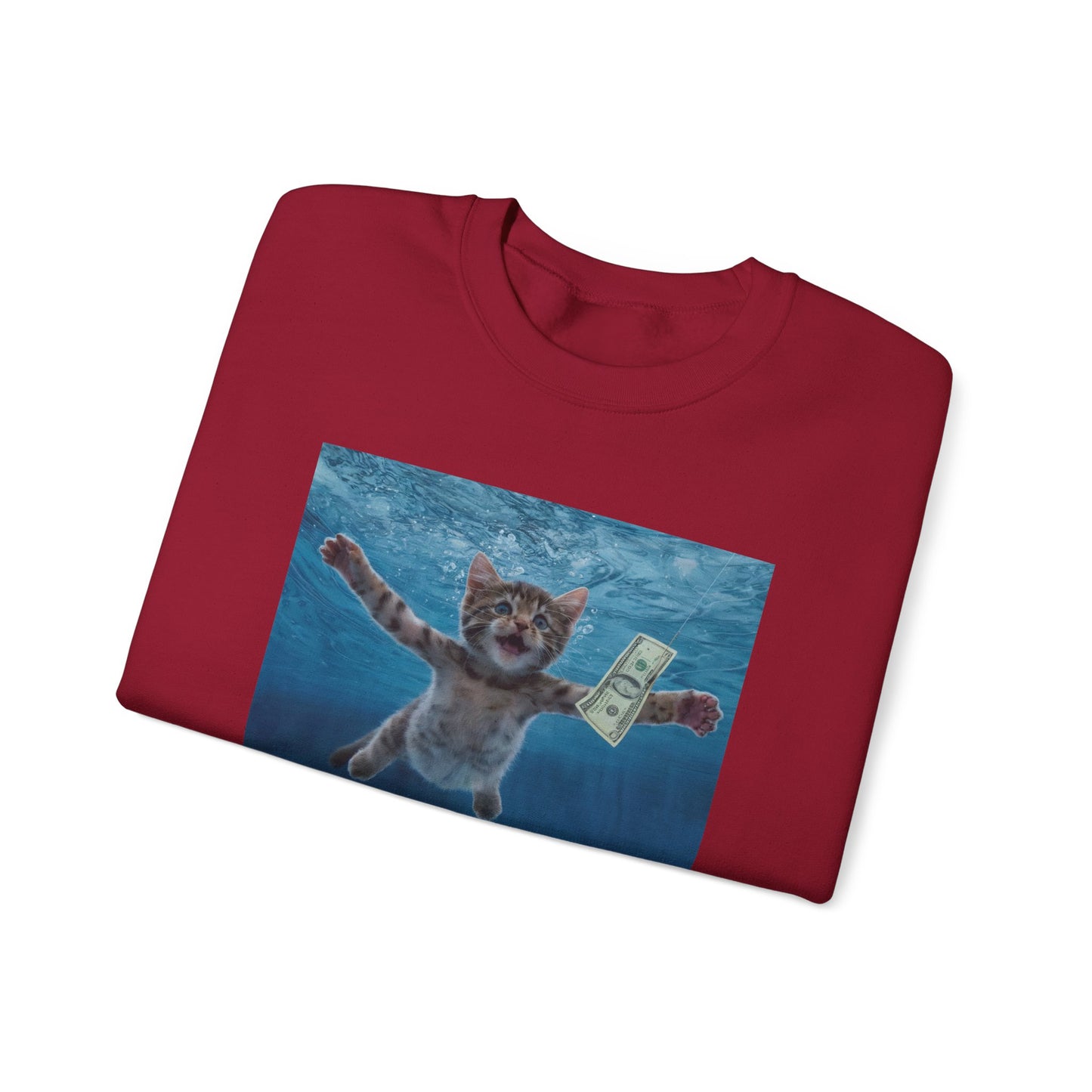 Purrvana Nevermeow Album Cover Crewneck Sweatshirt