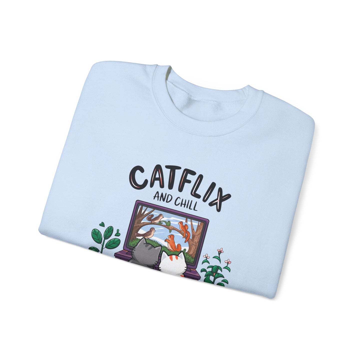 Catflix And Chill Crewneck Sweatshirt