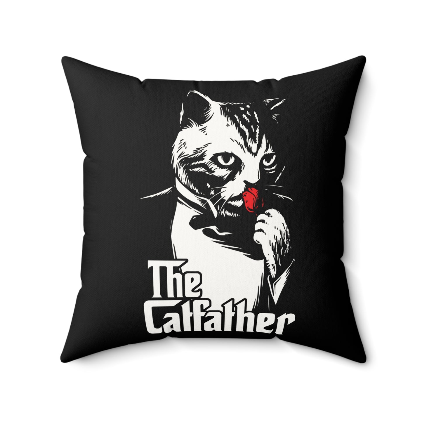 The Catfather Faux Suede Square Pillow