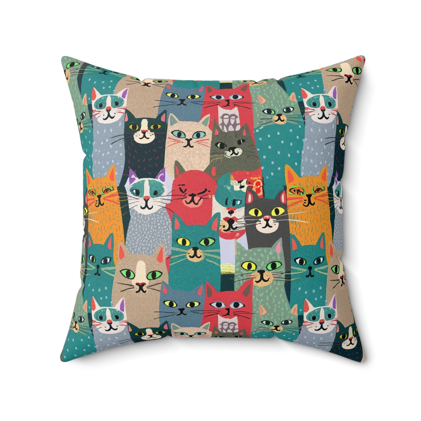 Whisker Wonderland Faux Suede Square Pillow