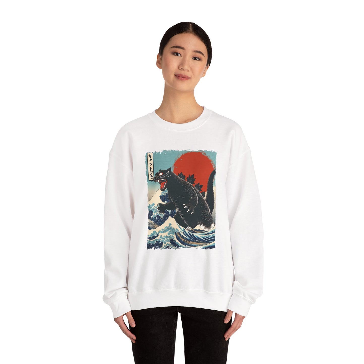 Catzilla Japanese Art Crewneck Sweatshirt