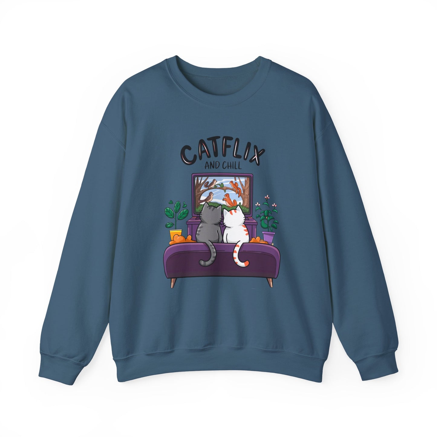Catflix And Chill Crewneck Sweatshirt