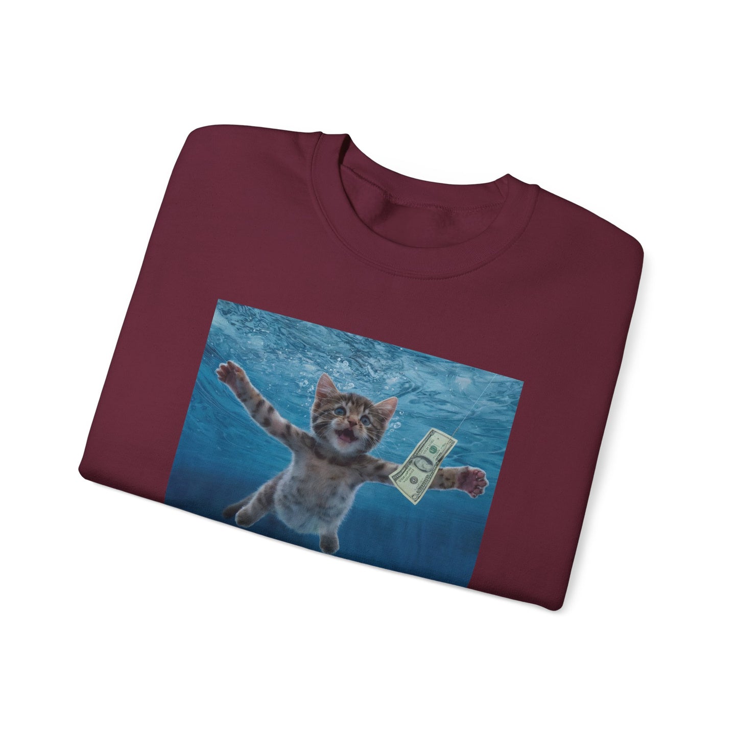 Purrvana Nevermeow Album Cover Crewneck Sweatshirt