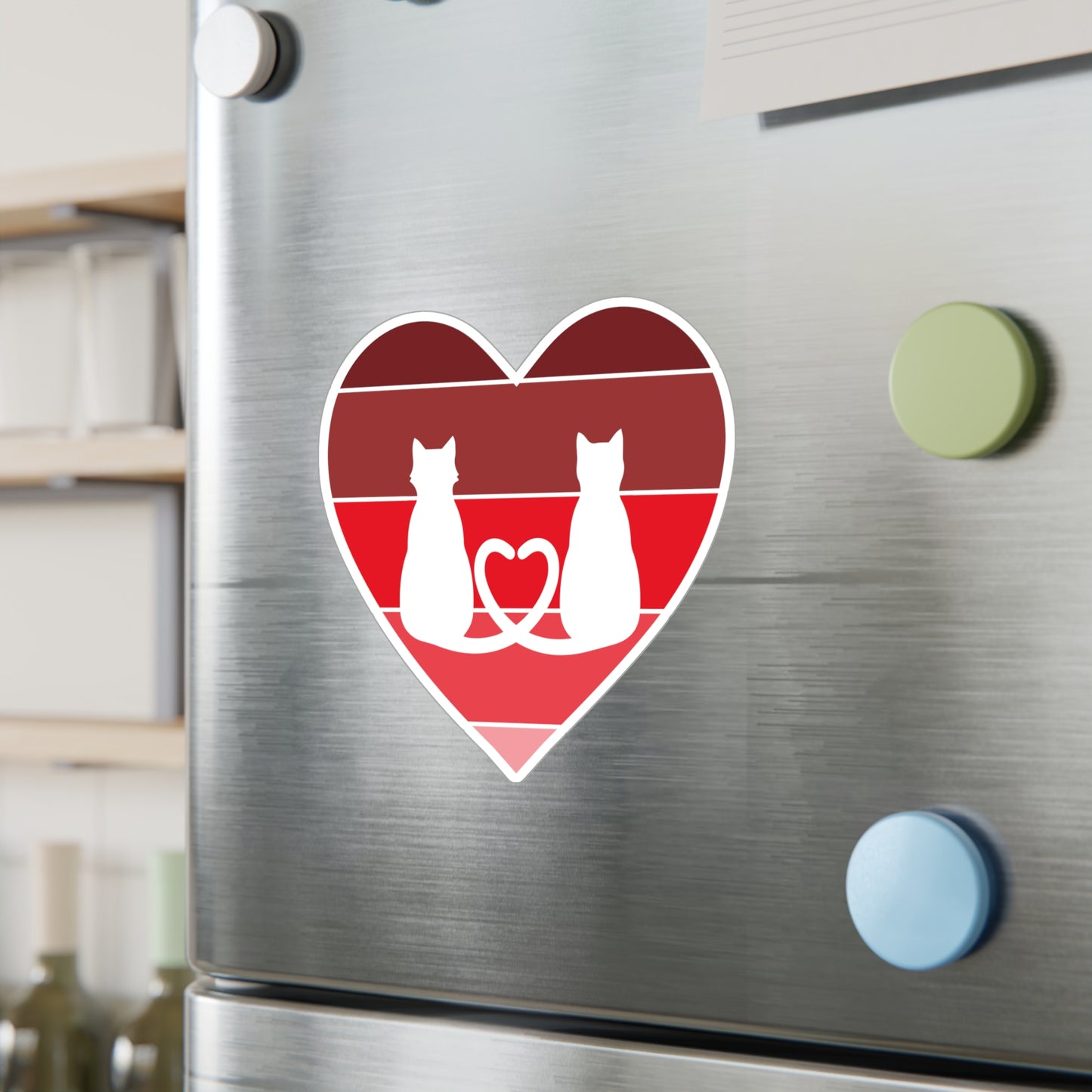 Cat Tail Love Retro Heart Vinyl Decal