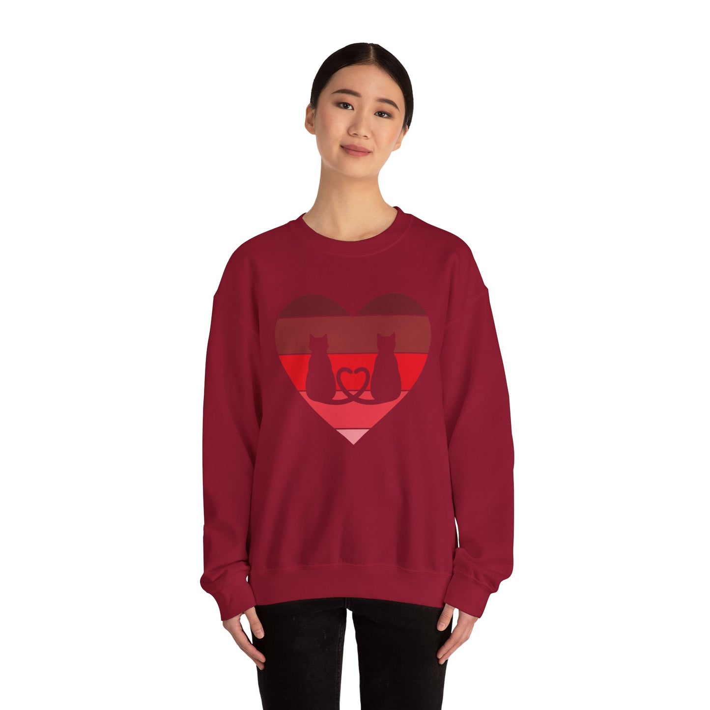 Cat Tail Love Retro Heart Crewneck Sweatshirt