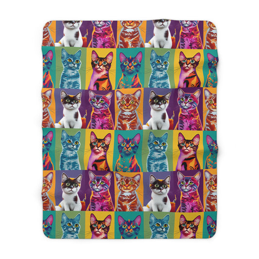 Catty Warhol Sherpa Fleece Blanket