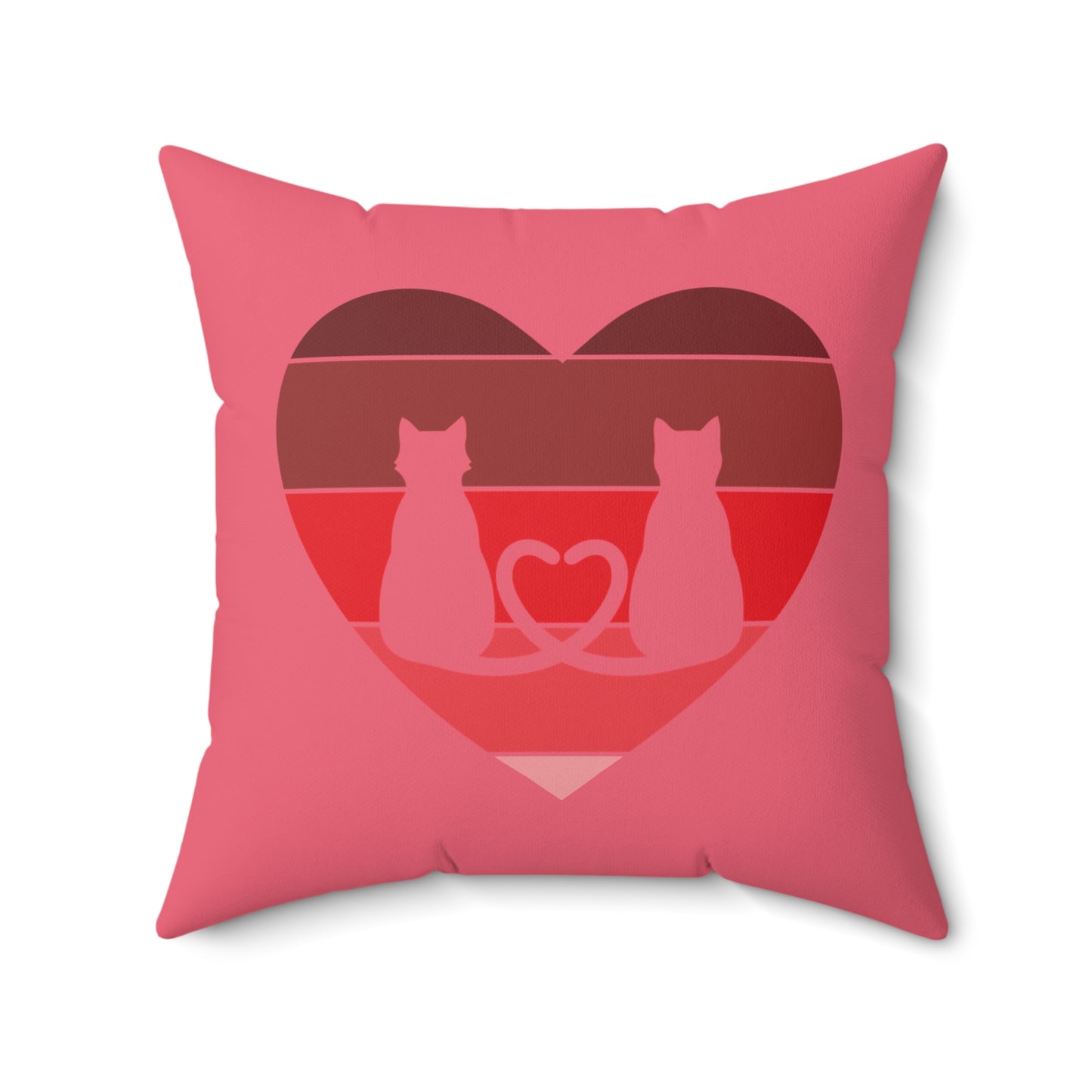Cat Tail Love Retro Heart Faux Suede Square Pillow