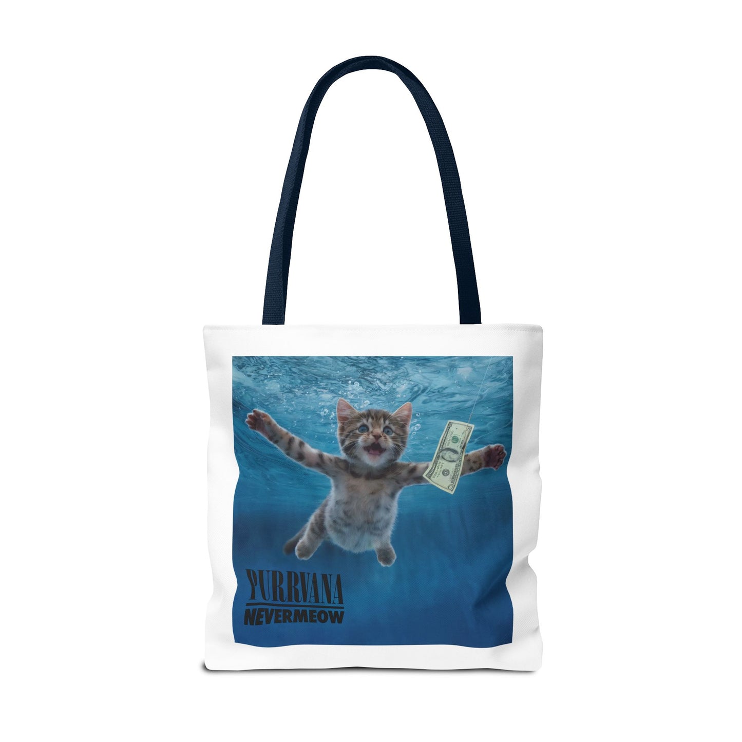 Purrvana Nevermeow Album Cover Tote Bag