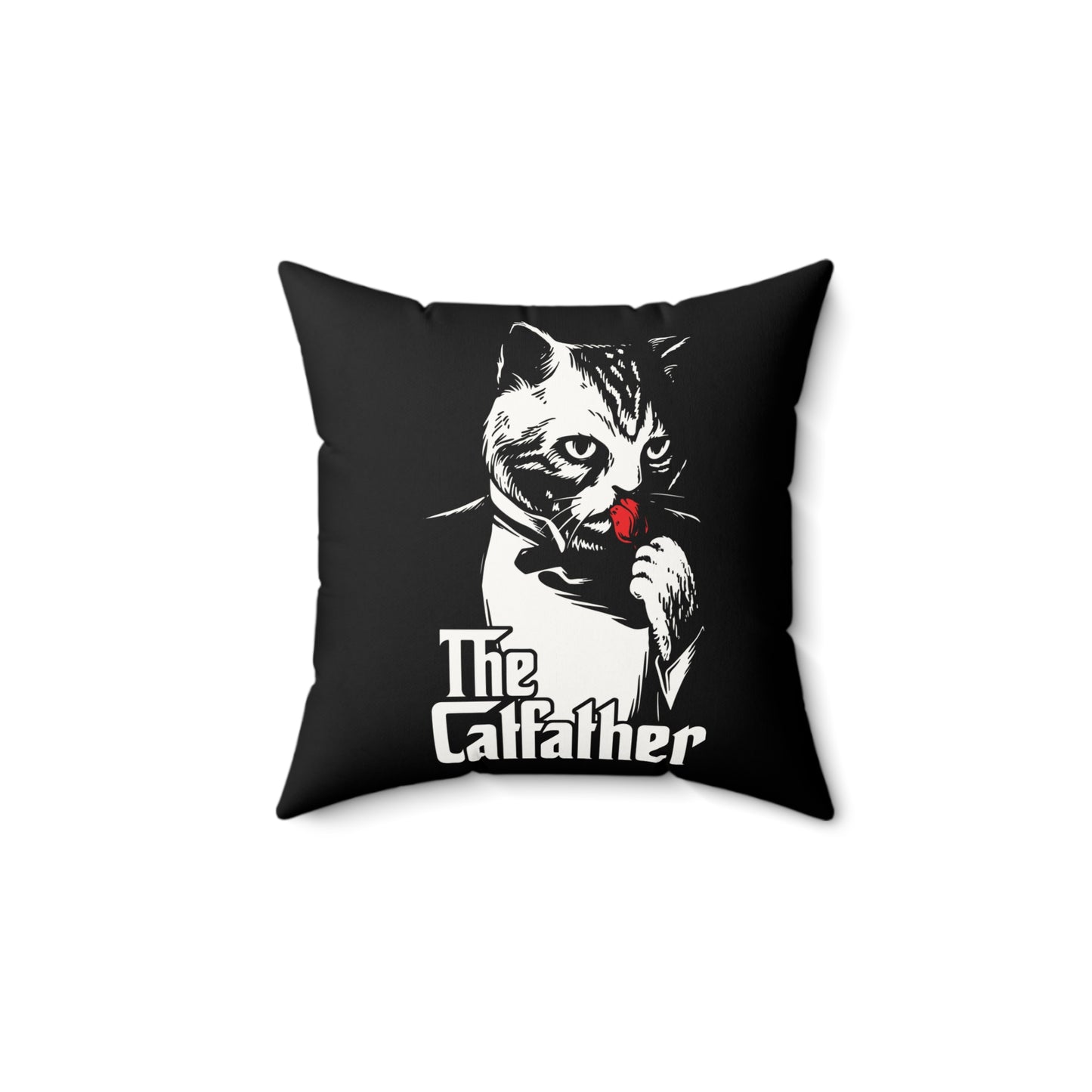 The Catfather Faux Suede Square Pillow