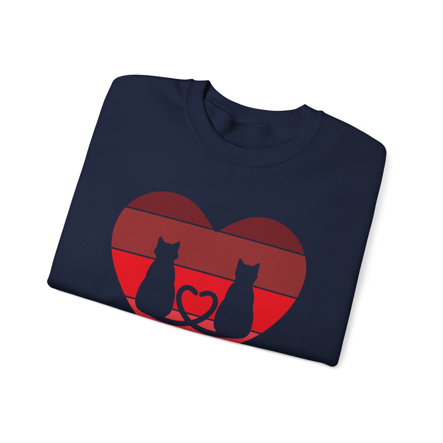 Cat Tail Love Retro Heart Crewneck Sweatshirt