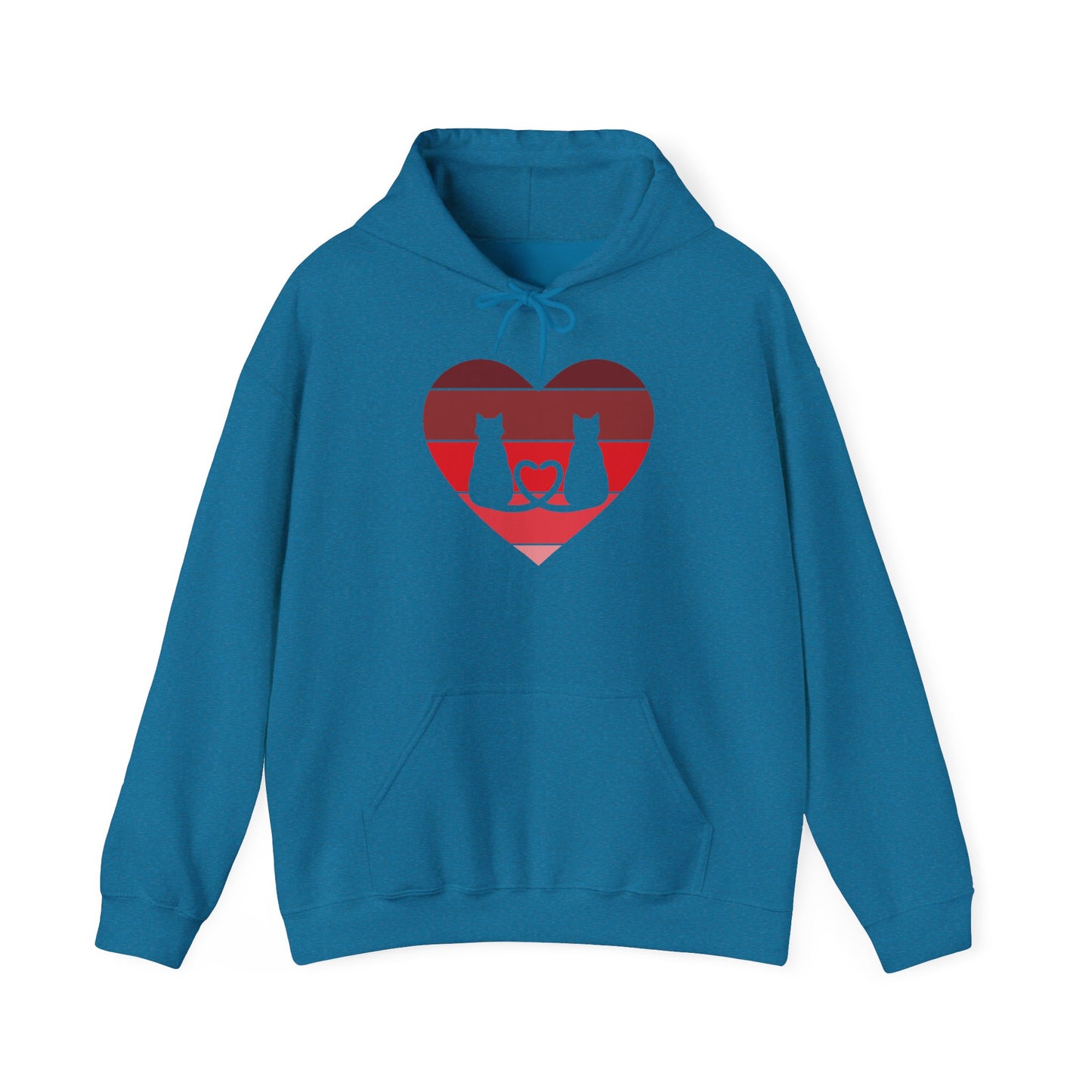 Cat Tail Love Retro Heart Hoodie Sweatshirt