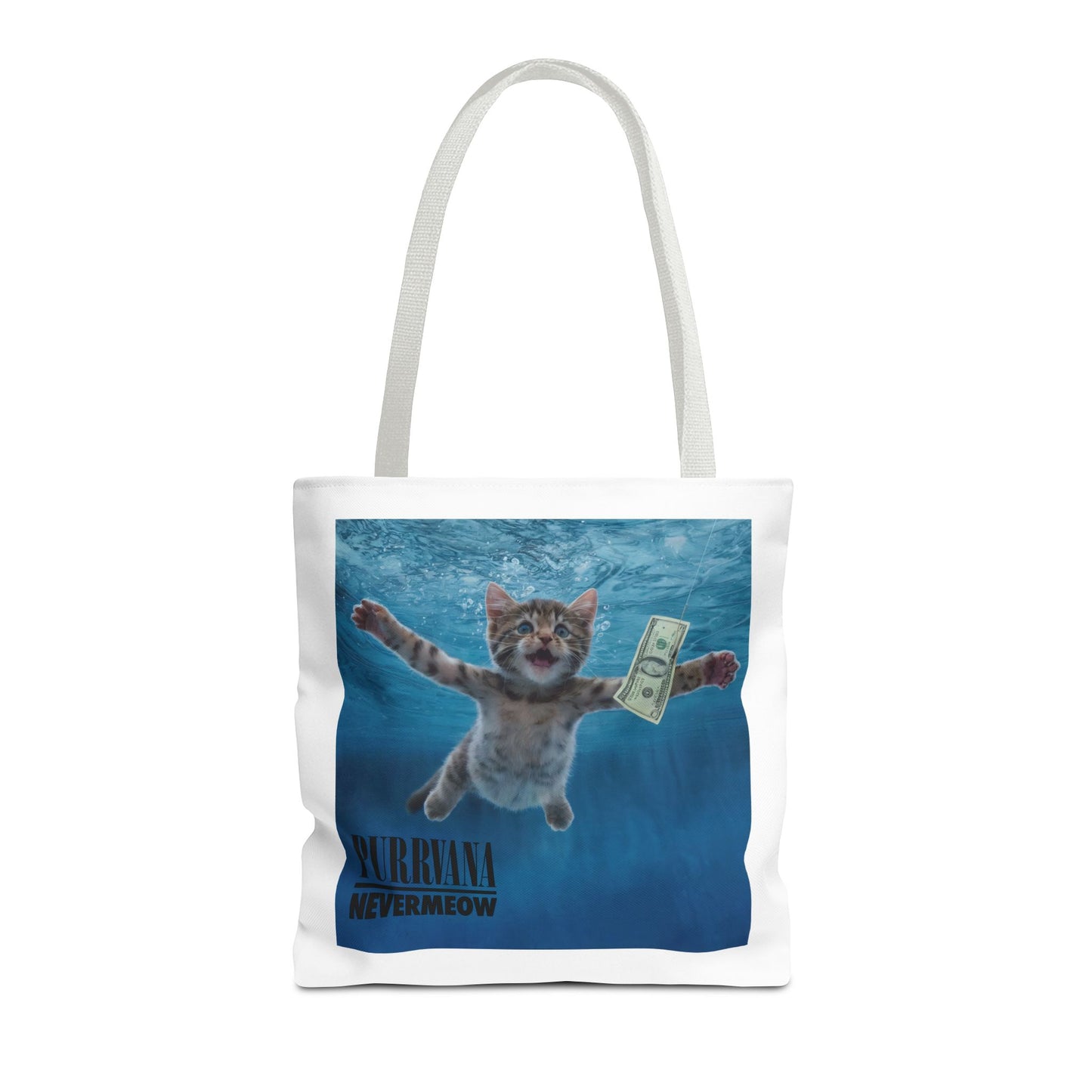 Purrvana Nevermeow Album Cover Tote Bag
