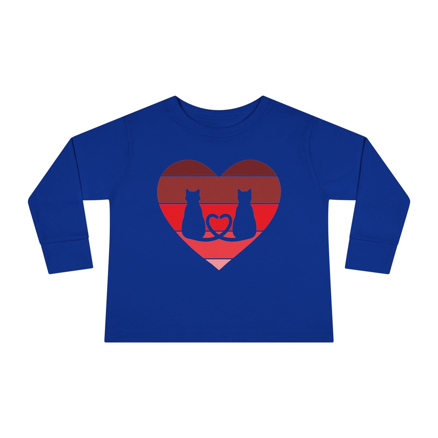 Cat Tail Love Retro Heart Toddler Long Sleeve Tee