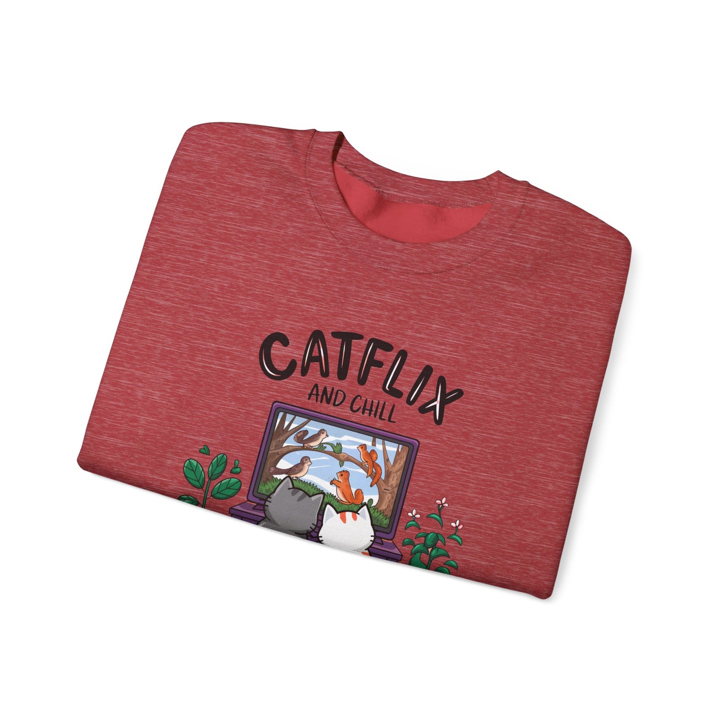 Catflix And Chill Crewneck Sweatshirt
