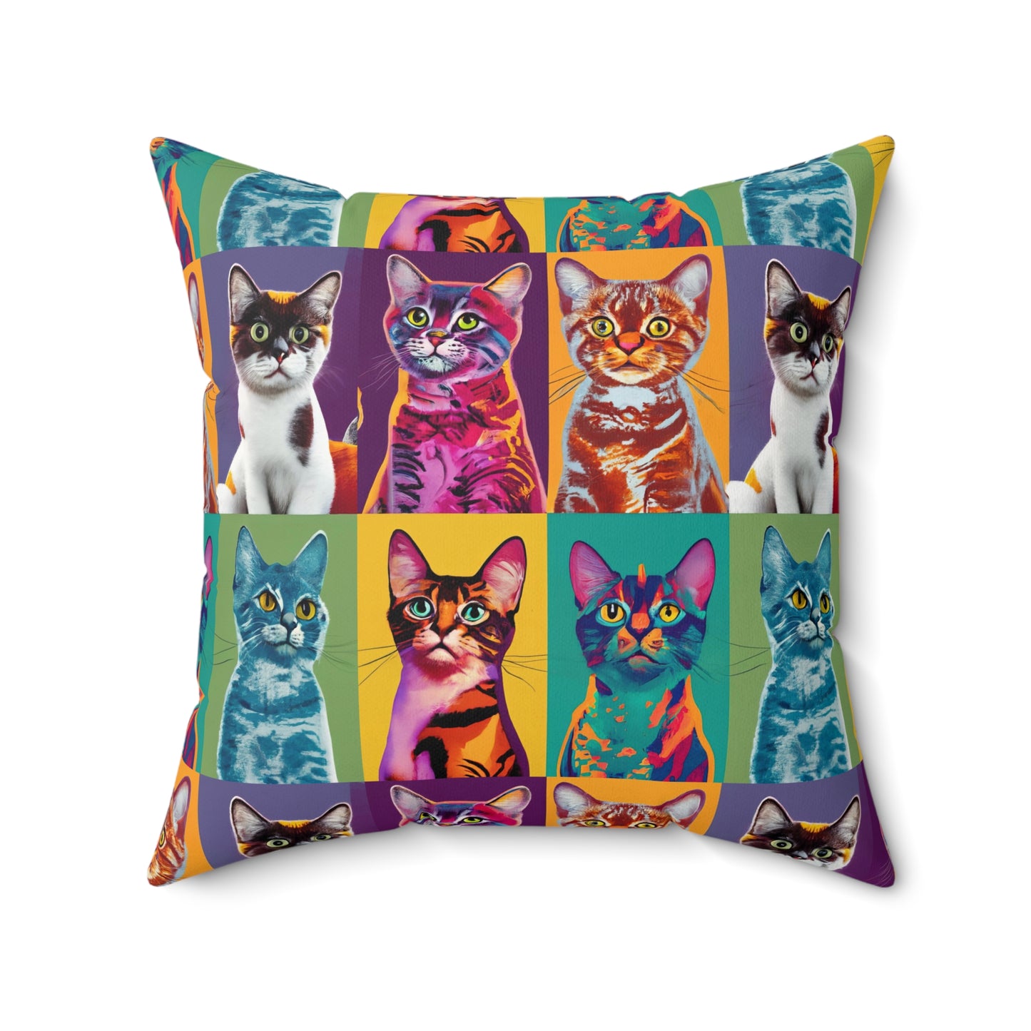 Catty Warhol Faux Suede Square Pillow