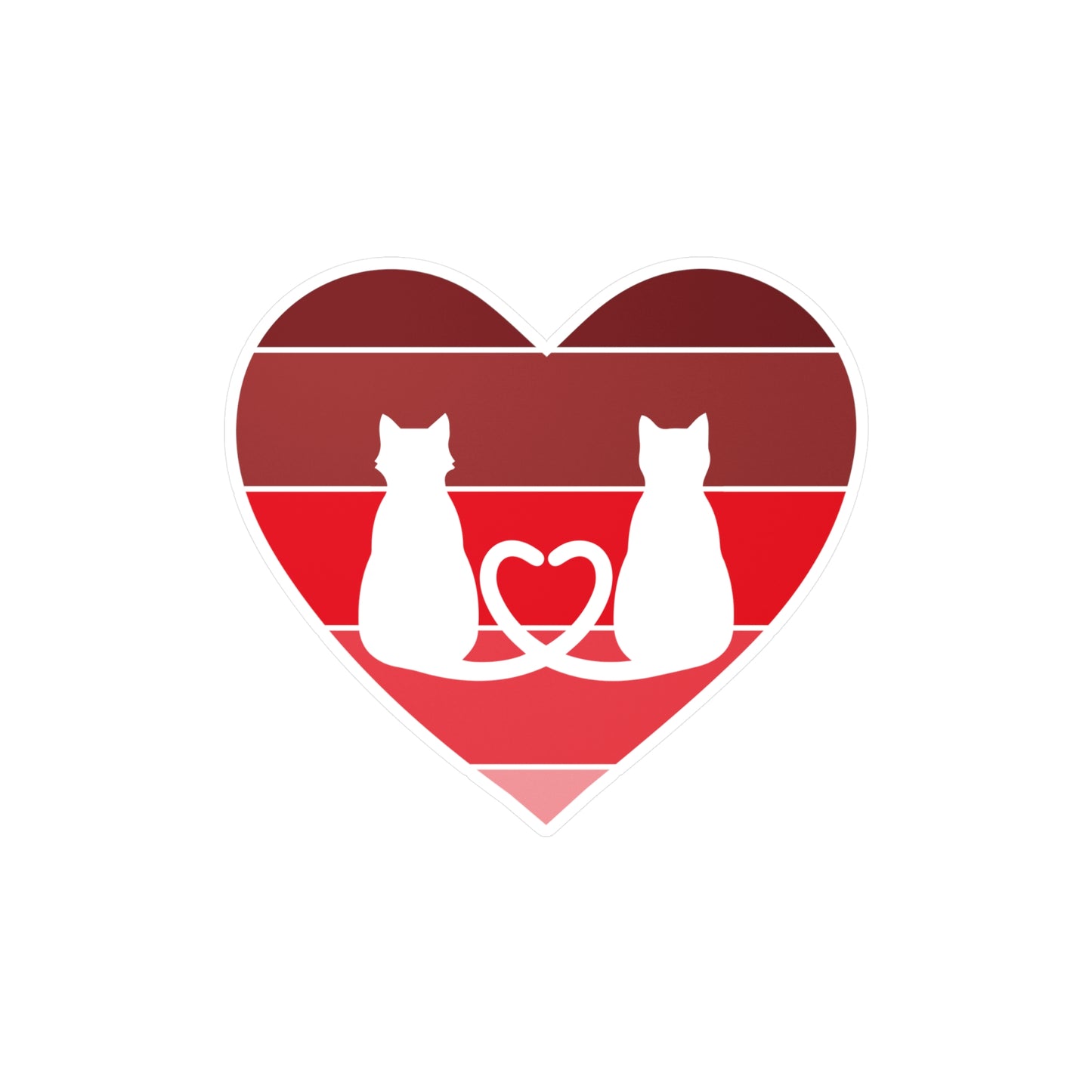 Cat Tail Love Retro Heart Vinyl Decal