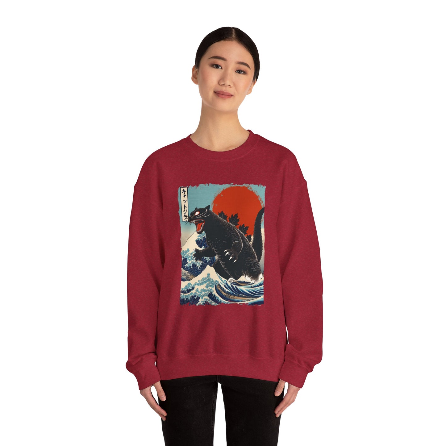 Catzilla Japanese Art Crewneck Sweatshirt